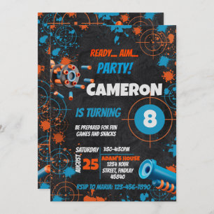 Invitation d'anniversaire Dart Party   Arme à cano