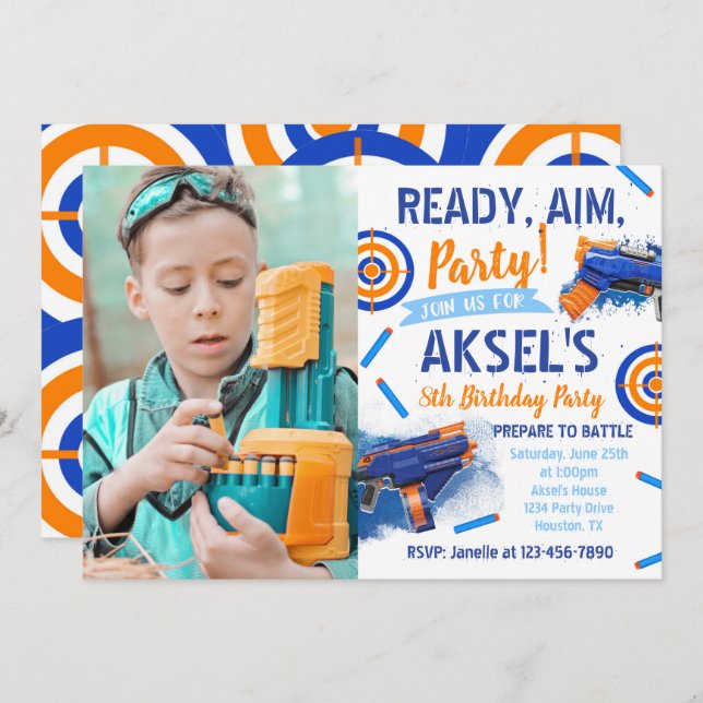 Invitation d'anniversaire Dart Party | Invitation  (Devant / Derrière)