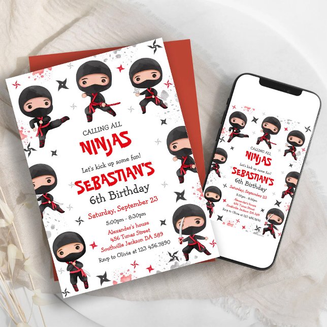 Invitation d'anniversaire d'arts martiaux pour enf (Créateur téléchargé)