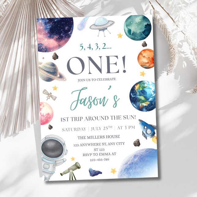 Invitation d'anniversaire d'astronaute, 1er tour a (Créateur téléchargé)