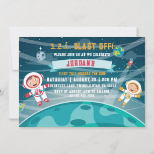 Invitation d'anniversaire d'astronaute dans l'espa