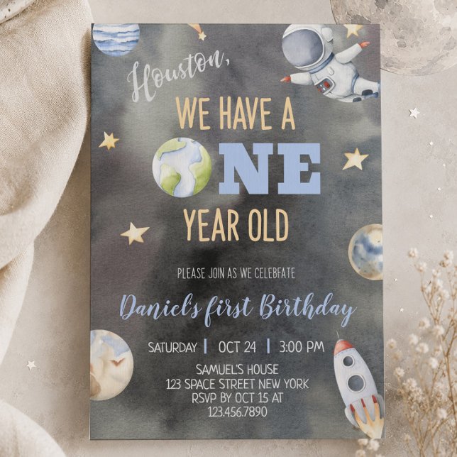Invitation d'anniversaire d'astronaute dans l'espa (Créateur téléchargé)