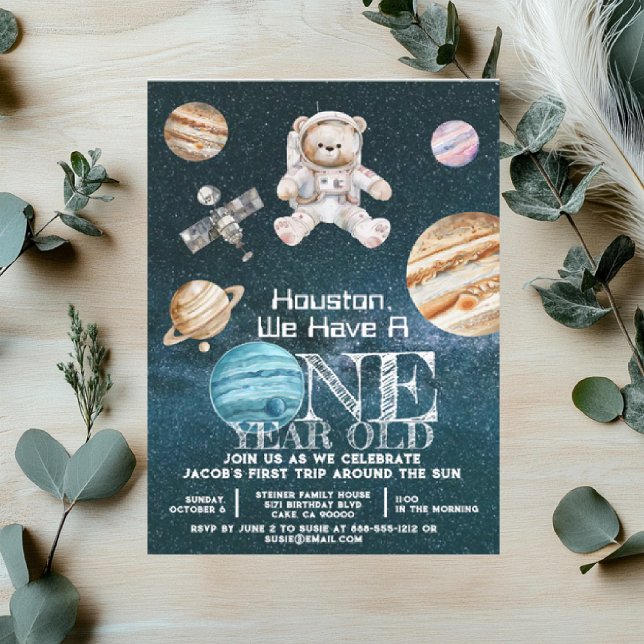 Invitation d'anniversaire d'astronaute dans l'espa (Créateur téléchargé)