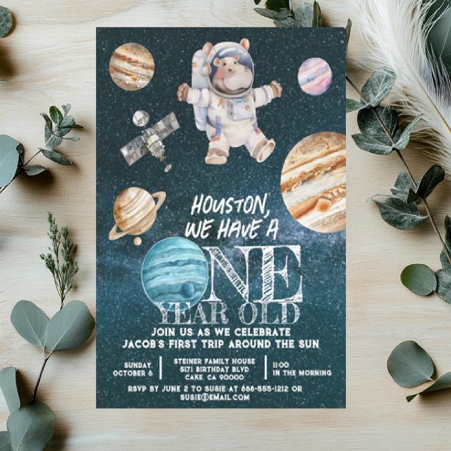 Invitation d'anniversaire d'astronaute dans l'espa (Créateur téléchargé)