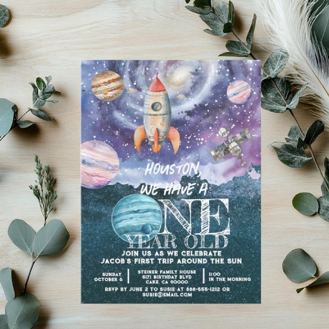 Invitation d'anniversaire d'astronaute dans l'espa (Créateur téléchargé)