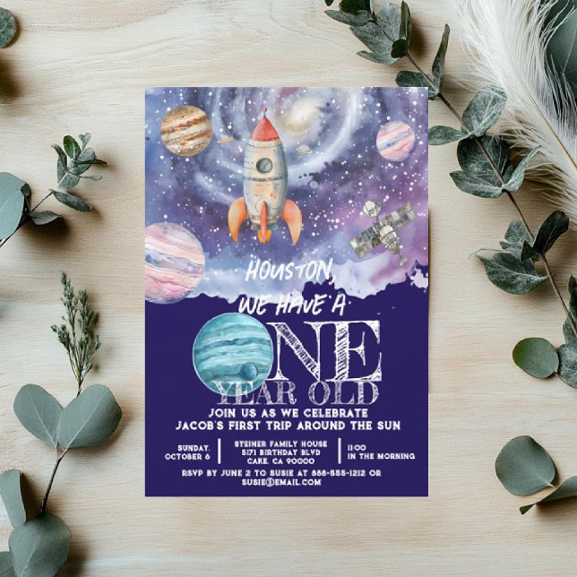 Invitation d'anniversaire d'astronaute dans l'espa (Créateur téléchargé)