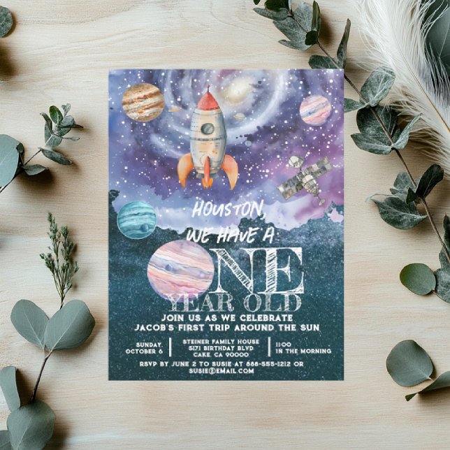 Invitation d'anniversaire d'astronaute dans l'espa (Créateur téléchargé)