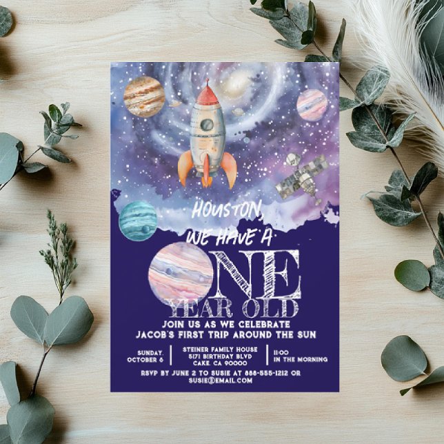 Invitation d'anniversaire d'astronaute dans l'espa (Créateur téléchargé)