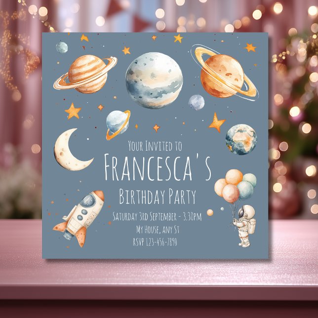 Invitation d'anniversaire d'astronaute de l'espace (Créateur téléchargé)