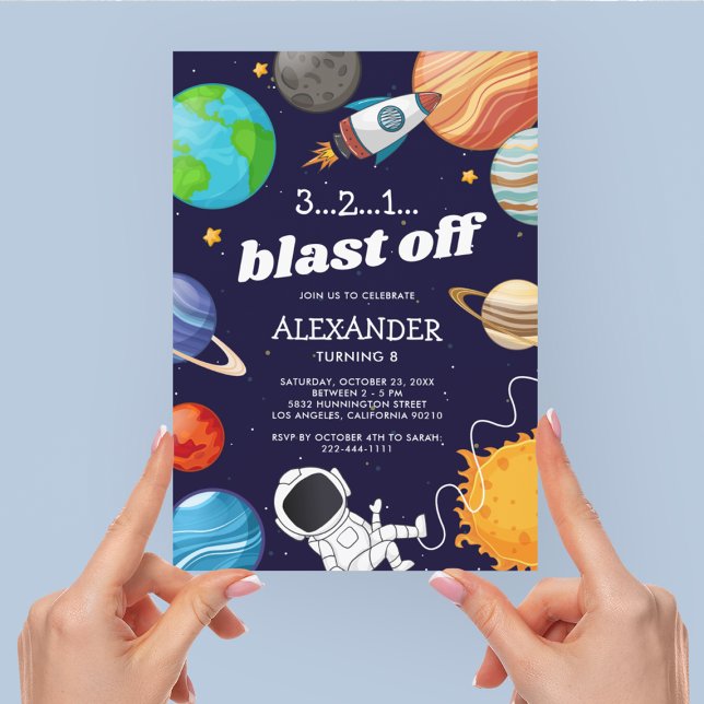 Invitation d'anniversaire d'astronaute de l'espace (Créateur téléchargé)