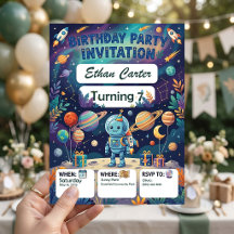 Invitation d'anniversaire d'astronaute - Espace pe