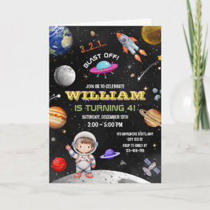 Invitation d'anniversaire d'astronaute Galaxie Esp