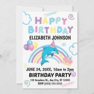 Invitation d'anniversaire dauphin