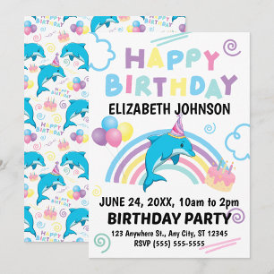 Invitation d'anniversaire dauphin