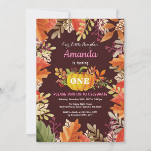 Invitation d'anniversaire d'automne pour fille ave