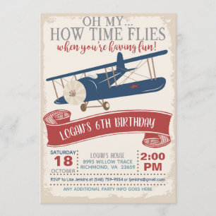 Invitation d'anniversaire d'avion