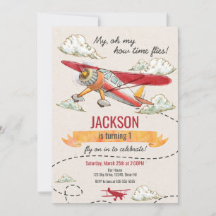Invitation d'anniversaire d'avion Vol Vintage temp