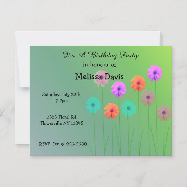 Invitation d'anniversaire Dazzling Daisies (Devant)