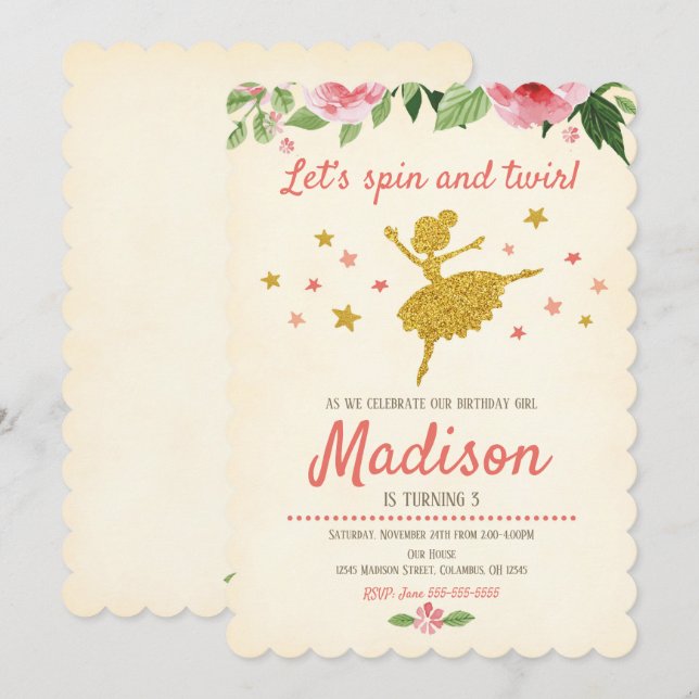 Invitation d'anniversaire de (Devant / Derrière)