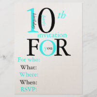 invitation d'anniversaire de 10 ans