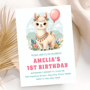 Invitation d'anniversaire de 1ère année pour une f