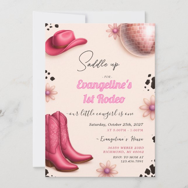 Invitation d'anniversaire de 1ère Rodéo (Devant)