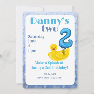 Invitation d'anniversaire de 2 ans Canard en caout