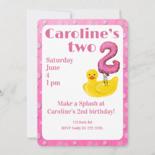 Invitation d'anniversaire de 2 ans Canard en caout