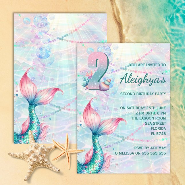 Invitation d'anniversaire de 2 ans de sirène magiq (Créateur téléchargé)