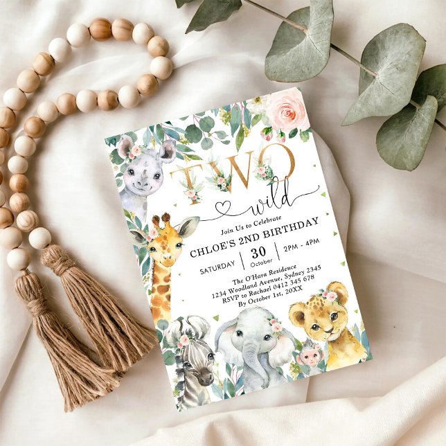 Invitation d'anniversaire de 2 ans pour deux anima (Créateur téléchargé)