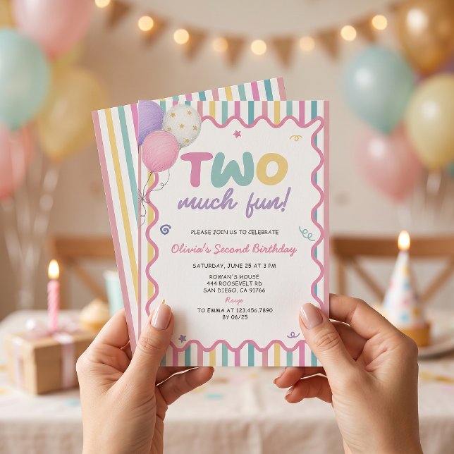 Invitation d'anniversaire de 2 ans pour fille trop (Créateur téléchargé)