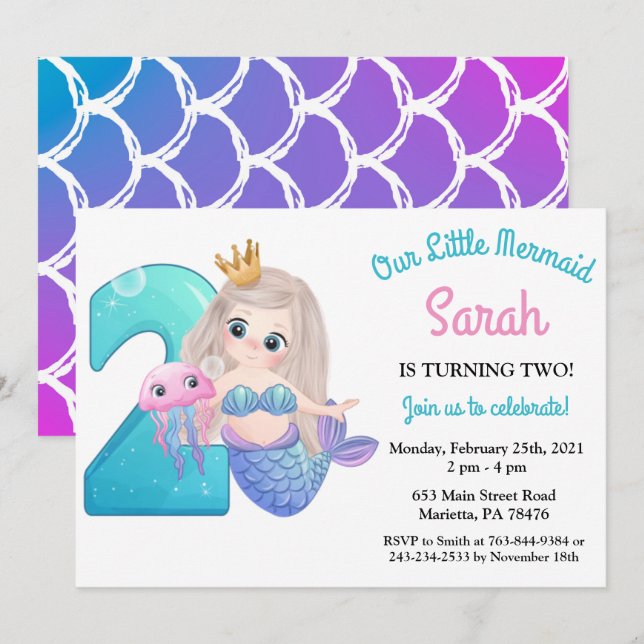 Invitation d'anniversaire de 2 ans sur le thème de (Devant / Derrière)