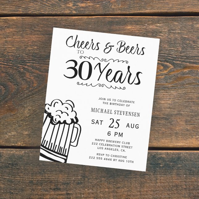 Invitation d'anniversaire de 30 ans pour homme ave (Créateur téléchargé)