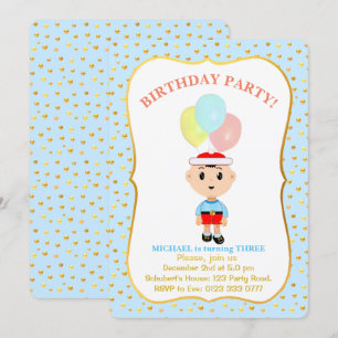 Invitation d'anniversaire de 3 ans pour un garçon 