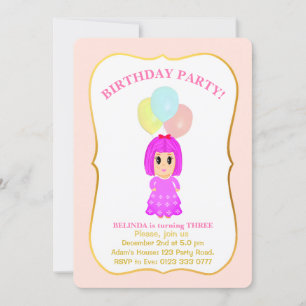 Invitation d'anniversaire de 3 ans pour une jolie 
