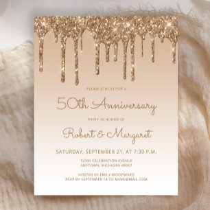 Invitation d'anniversaire de 50 ans Budget Gold Gl
