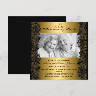 Invitation d'anniversaire de 50 ans en dentelle no