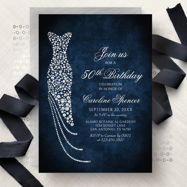 Invitation d'anniversaire de 50 ans pour femme en  (Créateur téléchargé)
