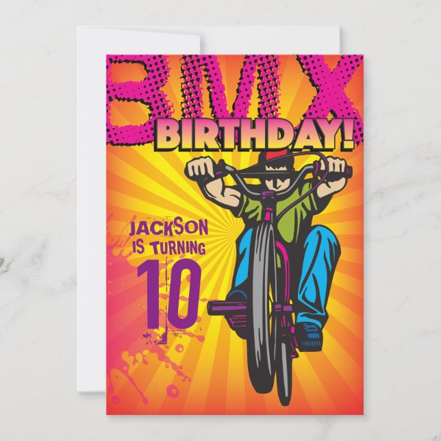 Invitation d'anniversaire de 5 x 7 BMX (Devant)
