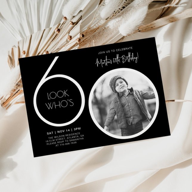 Invitation d'anniversaire de 60 ans photo moderne  (Créateur téléchargé)