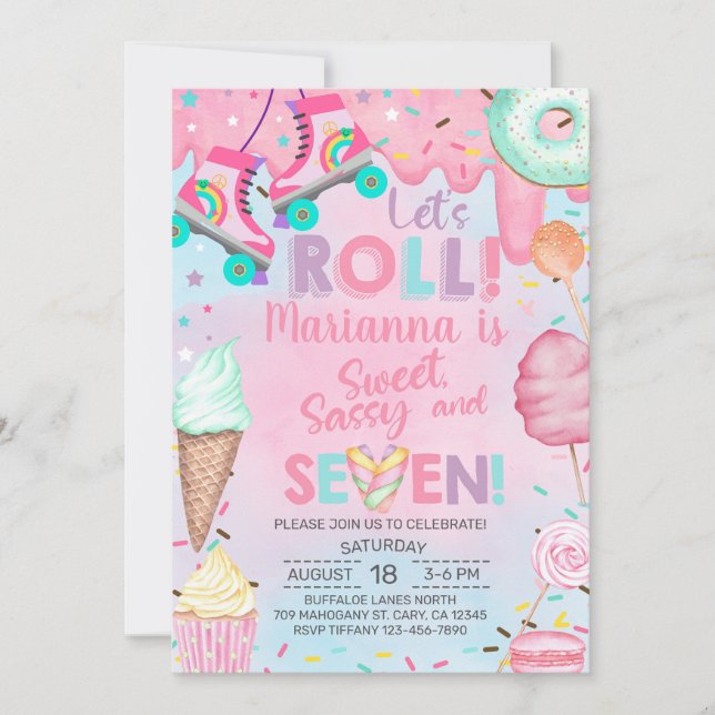Invitation d'anniversaire de 7 ans pour fille de b (Devant)