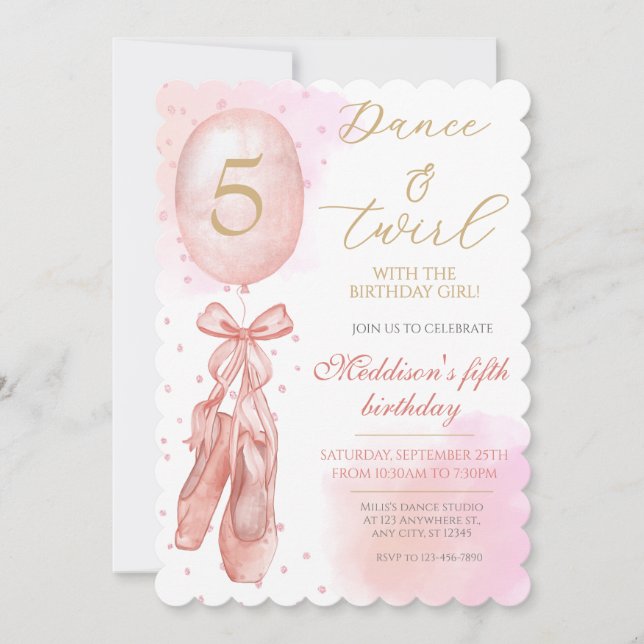 Invitation d'anniversaire de Ballerina (Devant)