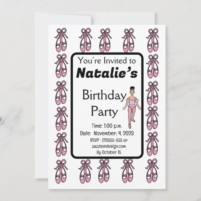 Invitation d'anniversaire de Ballerina #4 (Devant)