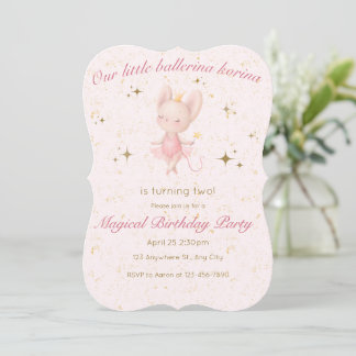 Invitation d'anniversaire de Ballerina en rose et 