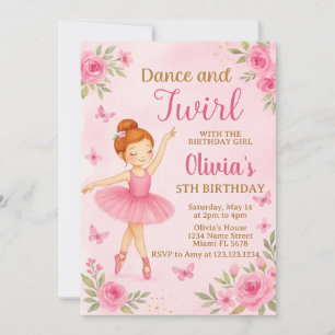 Invitation d'anniversaire de Ballerina modifiable