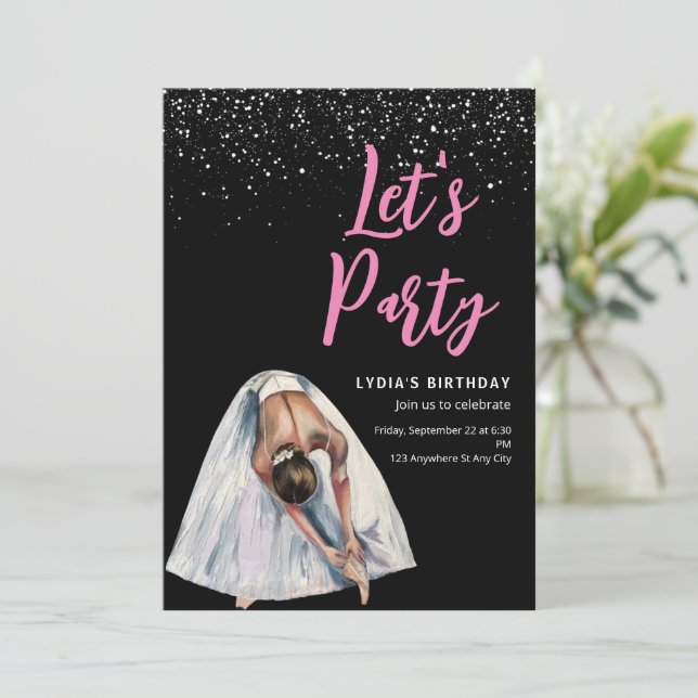 Invitation d'anniversaire de ballerine Danseuse de (Debout devant)