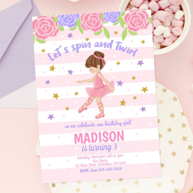 Invitation d'anniversaire de ballerine - Invitatio (Créateur téléchargé)