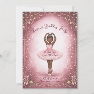 Invitation d'anniversaire de ballerine rose