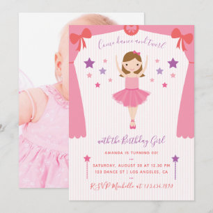 Invitation d'anniversaire de ballerine rose mignon