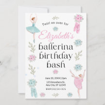 Invitation d'anniversaire de ballet